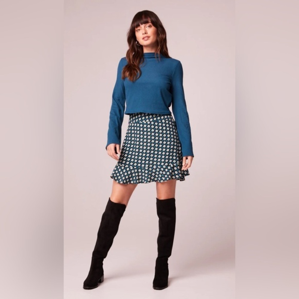 Band of The Free Women’s Colette Deep‎ Teal Diamond Print Mini Skirt Size XS NWT